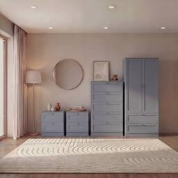 Home Discount Vida Designs Altino 4Pc Bedroom Set(2Dr Bedside, 5Dr Chest, Wardrobe) in Grey - thumbnail 1