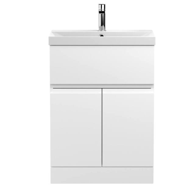 Balterley Mavesyn 2 Door 1 Drawer Vanity Basin Unit, Satin White, 600mm in White - image 1