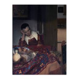 "Artery8 A Maid Asleep Portrait Painting Vermeer Vintage Wall Art Print Poster - Size: W24"" x H32""" - thumbnail 1