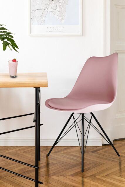 Fusion Living Soho Plastic Dining Chair with Black Metal Legs in Dusty Pink - image 1