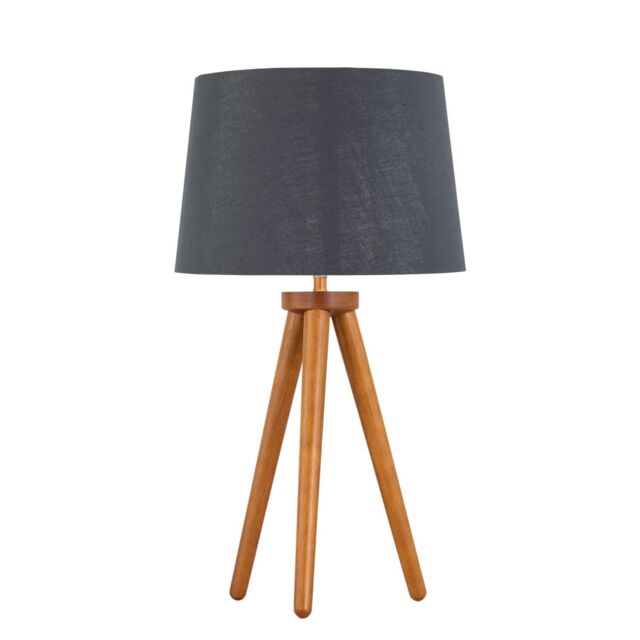 First Choice Lighting Voyage - Dark Oak Table Lamp or Bedside Light with Grey & Silver Shade in Brown - image 1