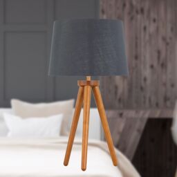 First Choice Lighting Voyage - Dark Oak Table Lamp or Bedside Light with Grey & Silver Shade in Brown - thumbnail 4