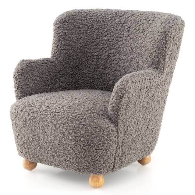 Costway Sherpa Kids Sofa Comfy Toddler Armchair Upholstered Reading Chair in Light Grey - image 1