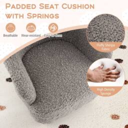 Costway Sherpa Kids Sofa Comfy Toddler Armchair Upholstered Reading Chair in Light Grey - thumbnail 8