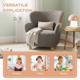 Costway Sherpa Kids Sofa Comfy Toddler Armchair Upholstered Reading Chair in Light Grey - thumbnail 9
