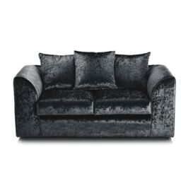 Furnishings For Less UK Crystal Crushed Velvet Sofa Set 3 & 2 Seater Sofa Scatter Back Curved Arm in Black - thumbnail 2