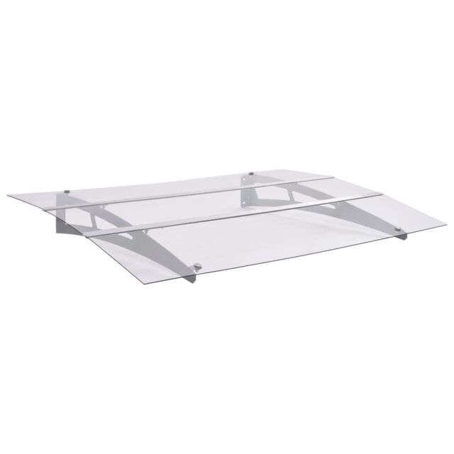 Berkfield Home Door Canopy Silver & Transparent 120x90 cm Polycarbonate - image 1