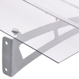 Berkfield Home Door Canopy Silver & Transparent 120x90 cm Polycarbonate - thumbnail 4