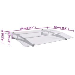 Berkfield Home Door Canopy Silver & Transparent 120x90 cm Polycarbonate - thumbnail 6