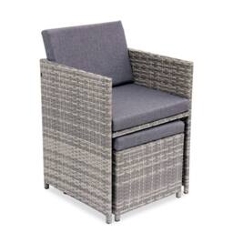 sweeek 8 To 12-seater Rattan Cube Table Set With Chairs in Grey - thumbnail 3