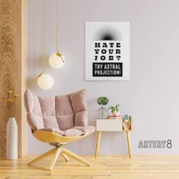 "Artery8 Hate Your Job Try Astral Projection Funny Cheeky Canvas Wall Art Print in White - Size: W12"" x H16""" - thumbnail 3