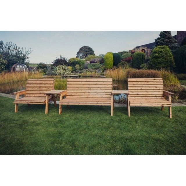 Churnet Valley Garden Furniture Ltd Valley 7 Seat Set 1X3B 2 X 2B Straight Tray - Timber - Fully Assembled in Brown - image 1