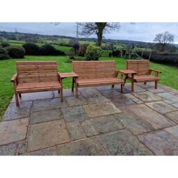 Churnet Valley Garden Furniture Ltd Valley 7 Seat Set 1X3B 2 X 2B Straight Tray - Timber - Fully Assembled in Brown - thumbnail 4