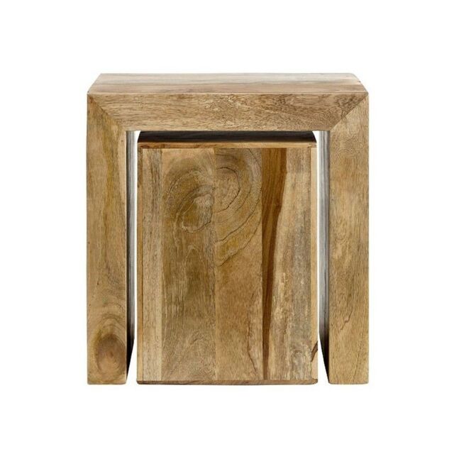 Jaipur Furniture Ltd Cube Nest Tables - Mango Wood - L35 x W50 x H54 cm - Light Finish in Brown - image 1