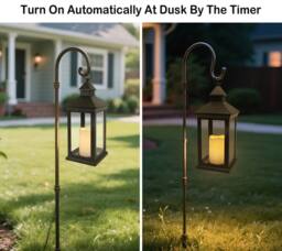 Bright Zeal Vintage Candle Lantern 14in Tall Christmas Festival Decorations in Black - thumbnail 5