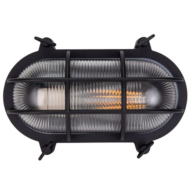 Happy Homewares Industrial Nautical Marine Style Black Cast Aluminium Outdoor Bulkhead Light - image 1