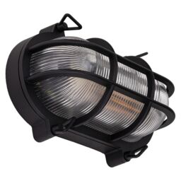Happy Homewares Industrial Nautical Marine Style Black Cast Aluminium Outdoor Bulkhead Light - thumbnail 5