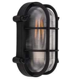 Happy Homewares Industrial Nautical Marine Style Black Cast Aluminium Outdoor Bulkhead Light - thumbnail 3