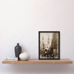Artery8 David Roberts Framed Wall Art Metwaleys Minarets & Grand Entrance in Brown - Size: A4 - thumbnail 2