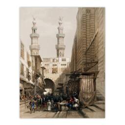Artery8 David Roberts Framed Wall Art Metwaleys Minarets & Grand Entrance in Brown - Size: A4 - thumbnail 3