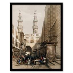 Artery8 David Roberts Framed Wall Art Metwaleys Minarets & Grand Entrance in Brown - Size: A4 - thumbnail 1
