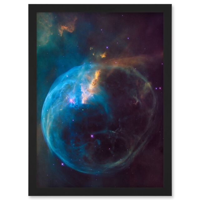 Artery8 NASA Hubble Space Telescope Bubble Nebula NGC 7635 Cassiopeia Artwork Framed Wall Art Print A4 in Black - image 1