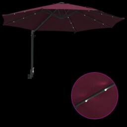 Berkfield Home Wall-mounted Garden Parasol with LEDs Bordeaux Red 248 cm in Burgundy - thumbnail 9