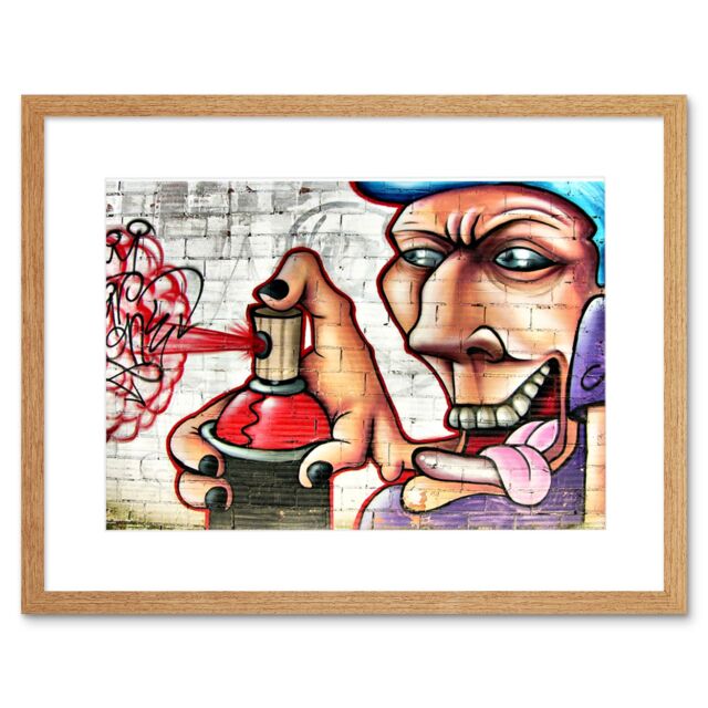"Artery8 Wall Art Print Graffiti Tagger Spray Can Framed in Beige - Size: W7"" x H9""" - image 1