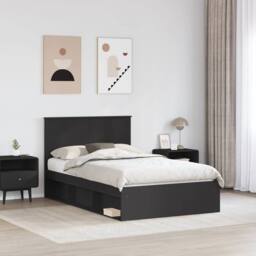 Berkfield Home Bed Frame with Headboard Black 120 x 200 cm Solid Pine Wood - thumbnail 3