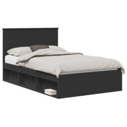 Berkfield Home Bed Frame with Headboard Black 120 x 200 cm Solid Pine Wood - thumbnail 2