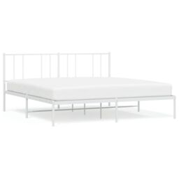 Berkfield Home Metal Bed Frame with Headboard White 193x203 cm - thumbnail 2
