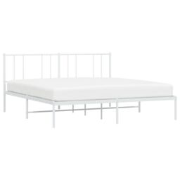 Berkfield Home Metal Bed Frame with Headboard White 193x203 cm - thumbnail 3
