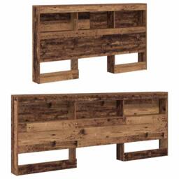 Berkfield Home Storage Headboard with Shelf Old wood 140 cm Engineered wood in Brown - thumbnail 5