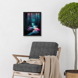 Artery8 The Enchanted Forest Magical Fantasy River Artwork Framed Wall Art Print A4 in Black - thumbnail 2
