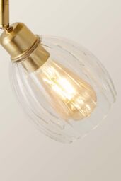 ValueLights Cheltenham 2 Way Ribbed Glass Spotlight Flush Ceiling Light & Bulbs in Gold - thumbnail 4