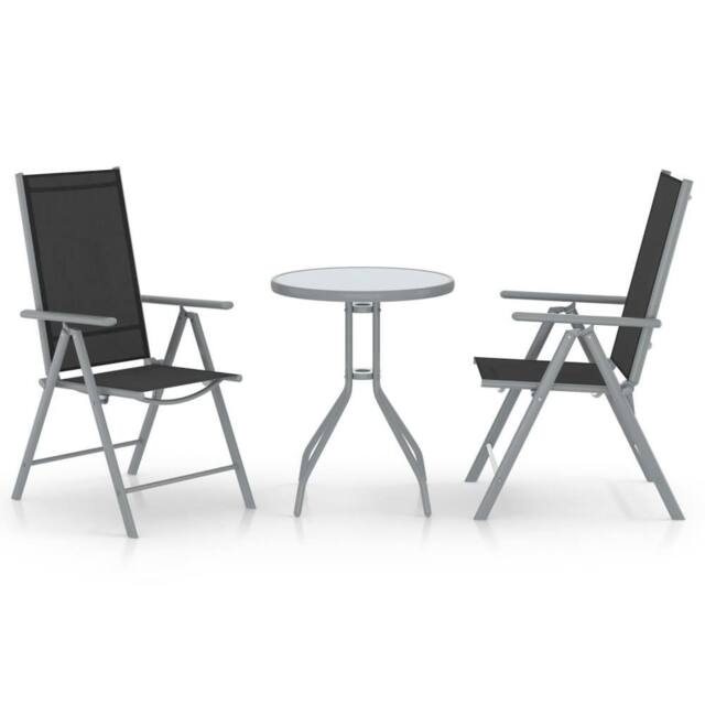 Berkfield Home 3 Piece Bistro Set Aluminium & Textilene Silver - image 1
