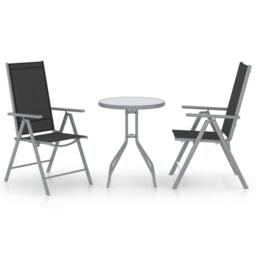 Berkfield Home 3 Piece Bistro Set Aluminium & Textilene Silver