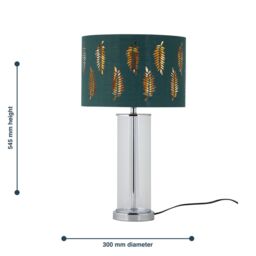 First Choice Lighting Aura - Chrome Table Lamp with Green Fern Cut Out Silver Inner Shade - thumbnail 8