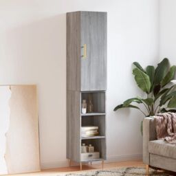 Berkfield Home Highboard Grey Sonoma 34.5x34x180 cm Engineered Wood - thumbnail 1