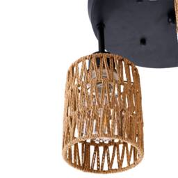 Living and Home Bohemian 3-Light Rattan Cage Ceiling Light Fixture in Black - thumbnail 5