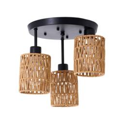 Living and Home Bohemian 3-Light Rattan Cage Ceiling Light Fixture in Black - thumbnail 3