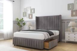 "Comfort Beds Chester Naples Divan Set 2 Drawers-54"" Wingback-Footboard in Grey - Size: Small Double" - thumbnail 2