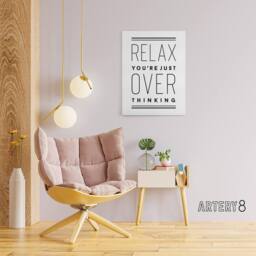 "Artery8 Relax You Are Just Overthinking Modern Simple Canvas Wall Art Print in White - Size: W12"" x H16""" - thumbnail 3