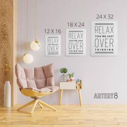 "Artery8 Relax You Are Just Overthinking Modern Simple Canvas Wall Art Print in White - Size: W12"" x H16""" - thumbnail 4