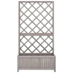 Berkfield Home Garden Trellis Planter Grey 70x30x135 cm Solid Firwood - Size: 70 x 30 x 135 cm - thumbnail 3