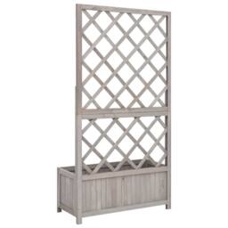 Berkfield Home Garden Trellis Planter Grey 70x30x135 cm Solid Firwood - Size: 70 x 30 x 135 cm - thumbnail 4