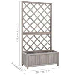 Berkfield Home Garden Trellis Planter Grey 70x30x135 cm Solid Firwood - Size: 70 x 30 x 135 cm - thumbnail 7