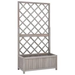 Berkfield Home Garden Trellis Planter Grey 70x30x135 cm Solid Firwood - Size: 70 x 30 x 135 cm - thumbnail 2