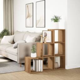 Berkfield Home Room Divider Bookcase¬†3-Tier¬†Artisan Oak 99x29x99 cm Engineered Wood in Brown - Size: 99 x 29 x 99 cm - thumbnail 4