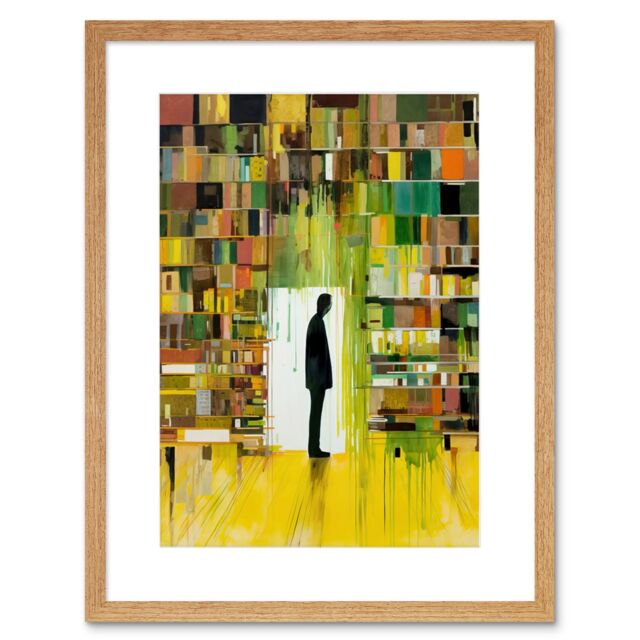 "Artery8 Wall Art Print The Silence a Person Finds in a Quiet Library Artwork Framed 9X7 Inch in Beige - Size: W7"" x H9""" - image 1